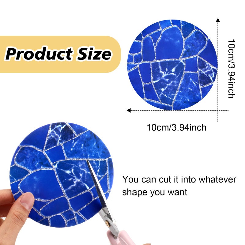 Outus 24 Pcs Vinyl Pool Patch Repair Kit Self Adhesive Pool Liner Plastic Repair Patch Pool Patches for Above Ground Pools Inflatable Boats Air Mattress Products, 4 Inch (Sapphire Blue) - Image 2